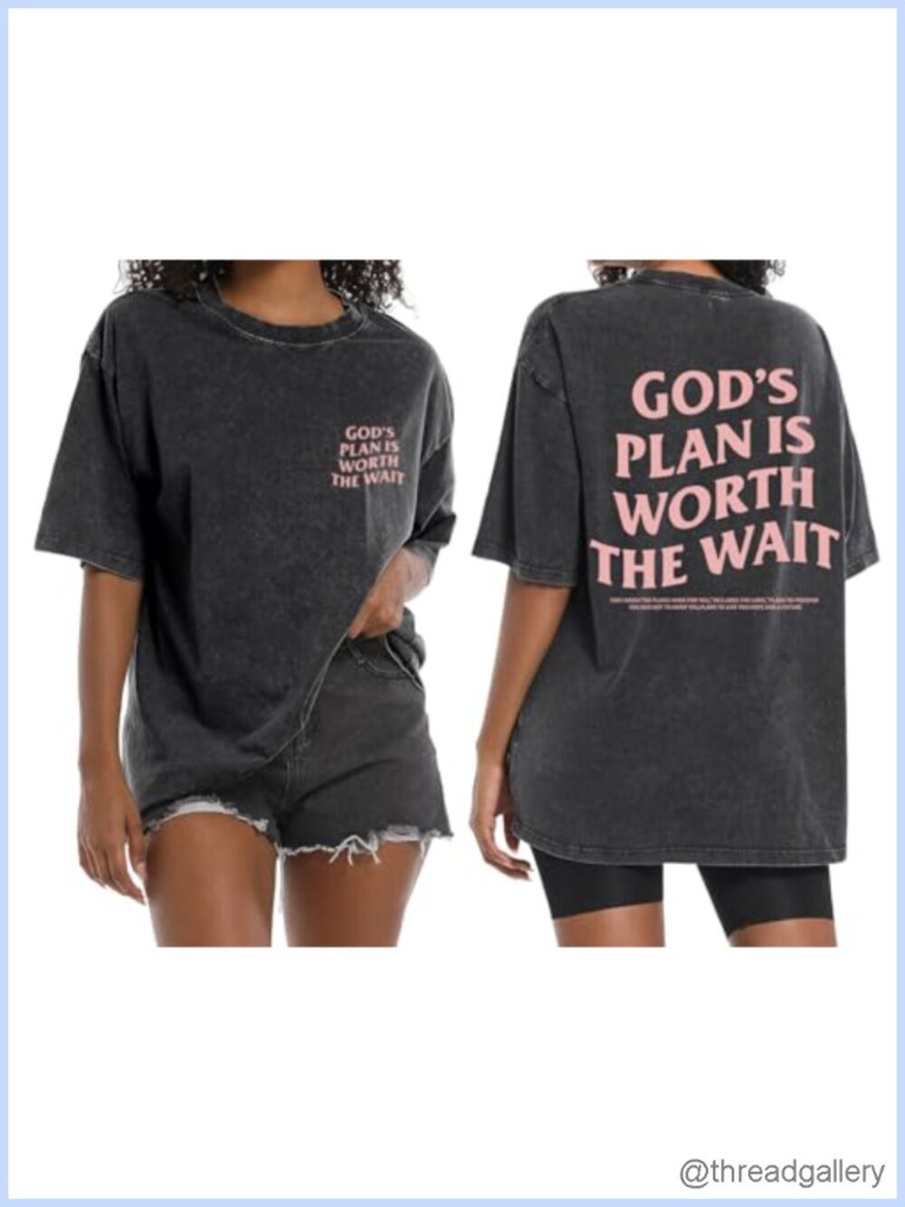 Christian Oversized Graphic Tee Bible Verse God Jesus Religious Shirt